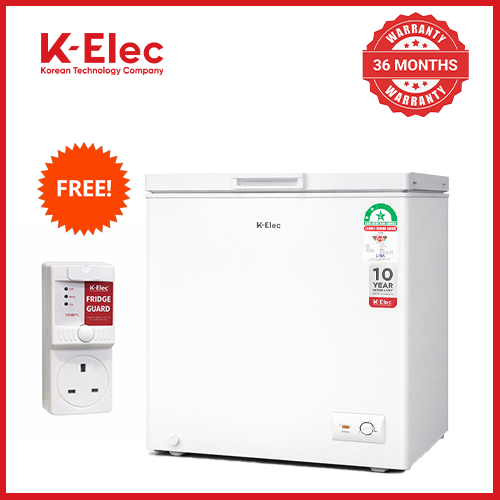 K-ELEC 200 Litres Vertical Chest Freezer KC25-KSW Energy Efficient Deep Freezer Perfect for Home & Business Use Fast Cooling Refrigerator + Free Fridge Guard