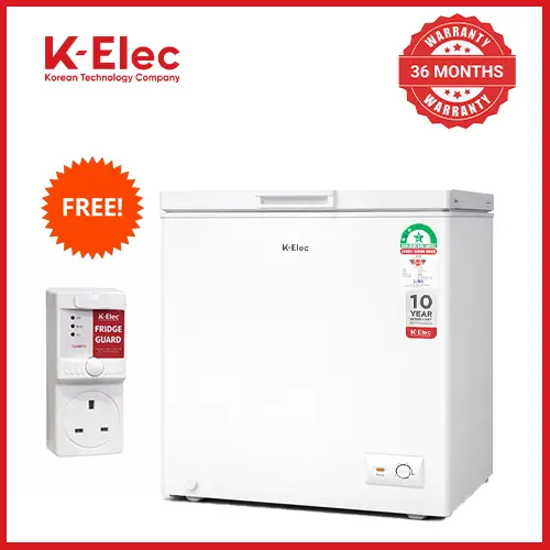 K-ELEC 200 Litres Vertical Chest Freezer KC25-KSW Energy Efficient Deep Freezer Perfect for Home & Business Use Fast Cooling Refrigerator + Free Fridge Guard