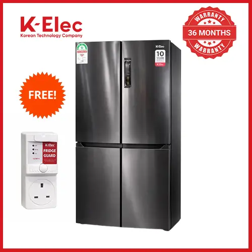 K-ELEC 466L 4-Door Refrigerator, Model KR79-MD-NFC-KBI Black With 3 Years Warranty plus 10 Years Warranty on the Compressor and 20 Years Guarantee+ Free Fridge Guard