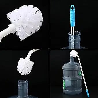 Bent Gallon Bottle Cleaning Brush – Long Handle Deep Cleaning Brush for Water Gallons, Jugs & Dispensers (White)