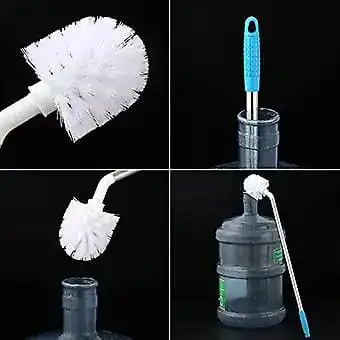 Bent Gallon Bottle Cleaning Brush – Long Handle Deep Cleaning Brush for Water Gallons, Jugs & Dispensers (White)
