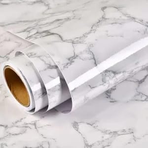 Marble Contact Paper / Wallpaper – White & Black Self-Adhesive Vinyl Roll (2m × 60cm) for Furniture, Kitchen & Walls