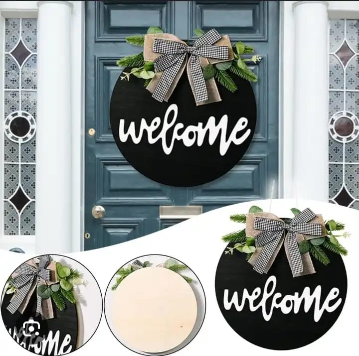 30cm Welcome Decorative Wall Hanging – Modern Home Wall Art for Living Room, Bedroom & Entryway – Black Color