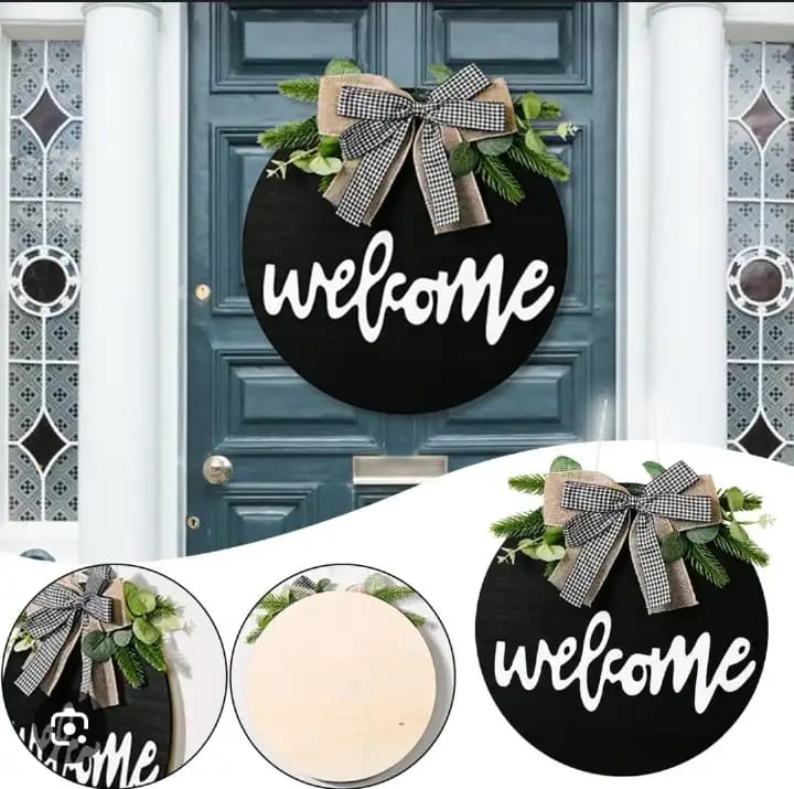 30cm Welcome Decorative Wall Hanging – Modern Home Wall Art for Living Room, Bedroom & Entryway – Black Color