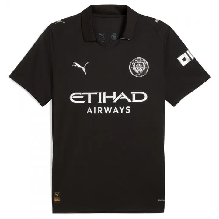 Manchester City FC Men’s 2025/26 Authentic Away Soccer Jersey – Slim Fit – Black