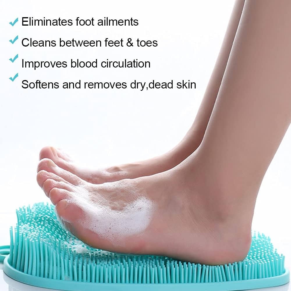 FlexiScrub Silicone Back & Feet Scrubber | Long-Handle Exfoliating Brush | Bath & Shower Massager (4 Colors)