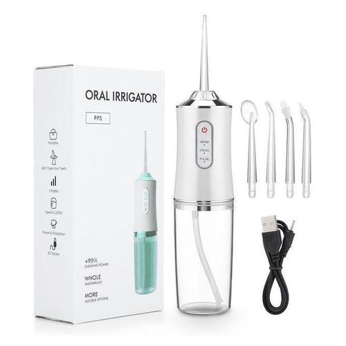Portable Oral Irrigator Water Flosser Usb Water Jet Floss 4 Jet Tip 220ml 3 Modes Ipx7 1400rpm Mouth Washing Machine