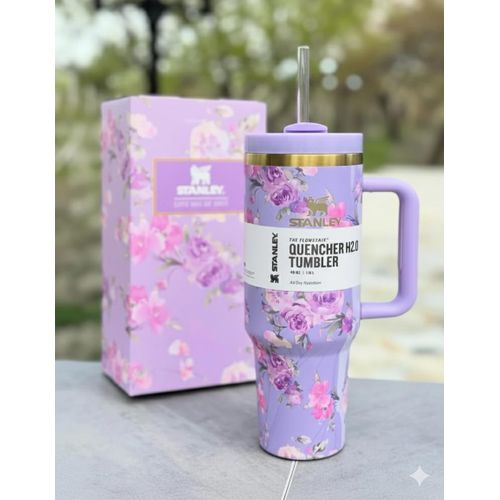 Stanley Quencher 40oz Official Insulated Stainless Steel Cup – Professional Grade with Handle & Straw