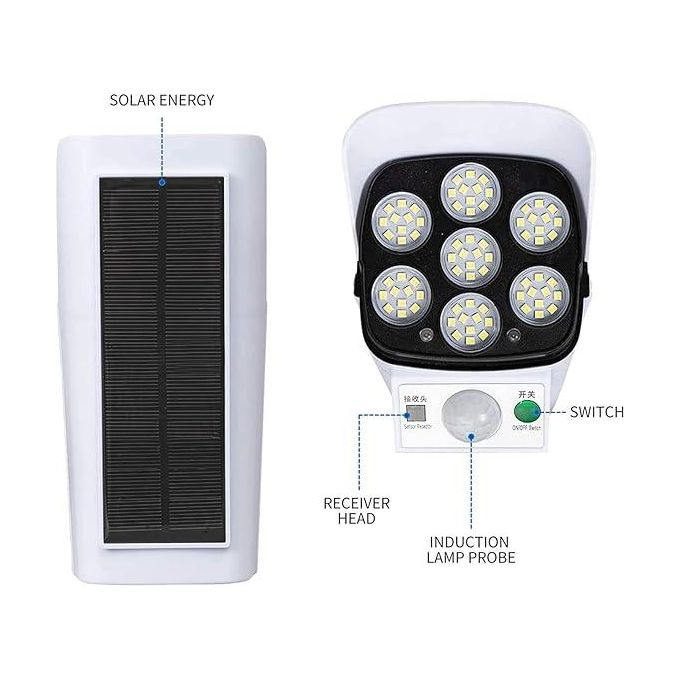 Solar Light Outdoor Motion Sensor Solar Lights 180Watts Spotlight With Remote Controller Floodlights Outdoor IP66 Waterproof, Wireless Dummy Decoy Fake Security Camera