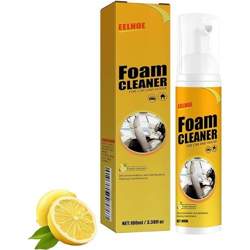 Multipurpose Foam Cleaner Spray 100ml, Foam Cleaner for Car and House Lemon Flavor, All-Purpose Household Cleaners for Car and Kitchen