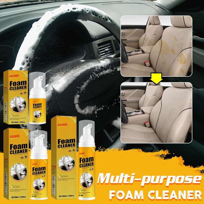 Multipurpose Foam Cleaner Spray 100ml, Foam Cleaner for Car and House Lemon Flavor, All-Purpose Household Cleaners for Car and Kitchen