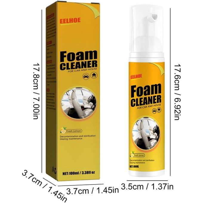 Multipurpose Foam Cleaner Spray 100ml, Foam Cleaner for Car and House Lemon Flavor, All-Purpose Household Cleaners for Car and Kitchen