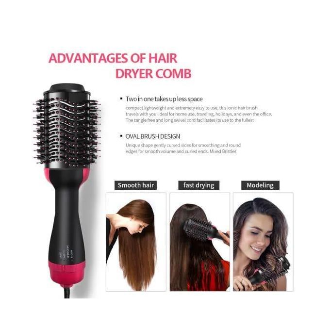 2 In 1 Multifunction Hair Dryer Straightener Curler Blow Hot Brush Electric Comb