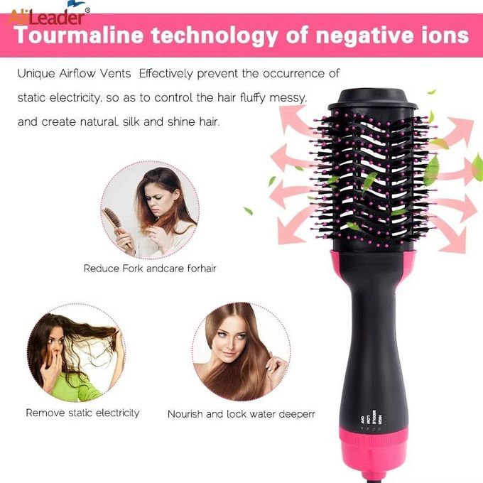 2 In 1 Multifunction Hair Dryer Straightener Curler Blow Hot Brush Electric Comb