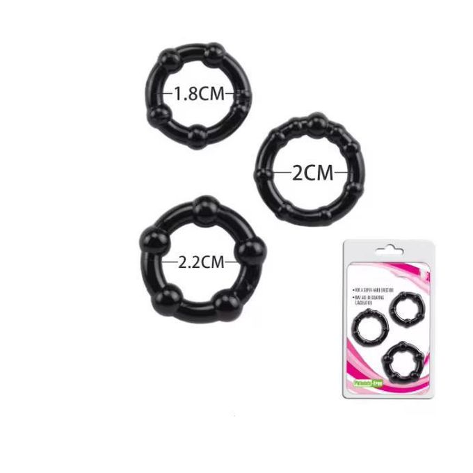 Delay Ejaculation Beaded Penis Cock Ring Stay Hard Prolonged Intercourse Testicle Restraint Adult Sex Toy For Men Elastic 3 Male Rubber Cock Ring - image 9