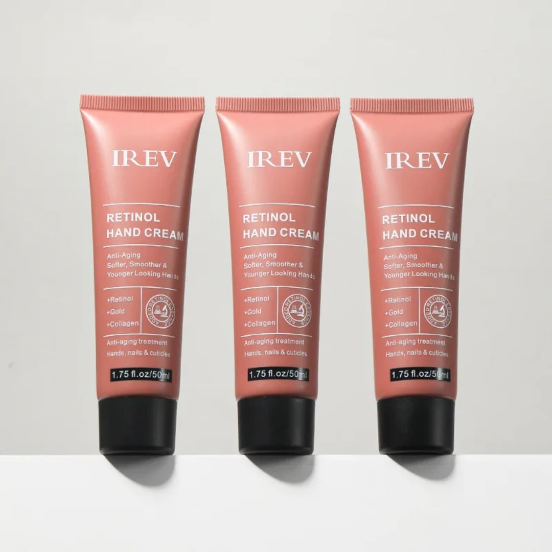 IREV Retinol Hand Cream. specialized for softening and smoothening  dry wrinkled dull ha by protecting and repairing the skin barrier of the skin hence no skin damage and clearing wrinkles.