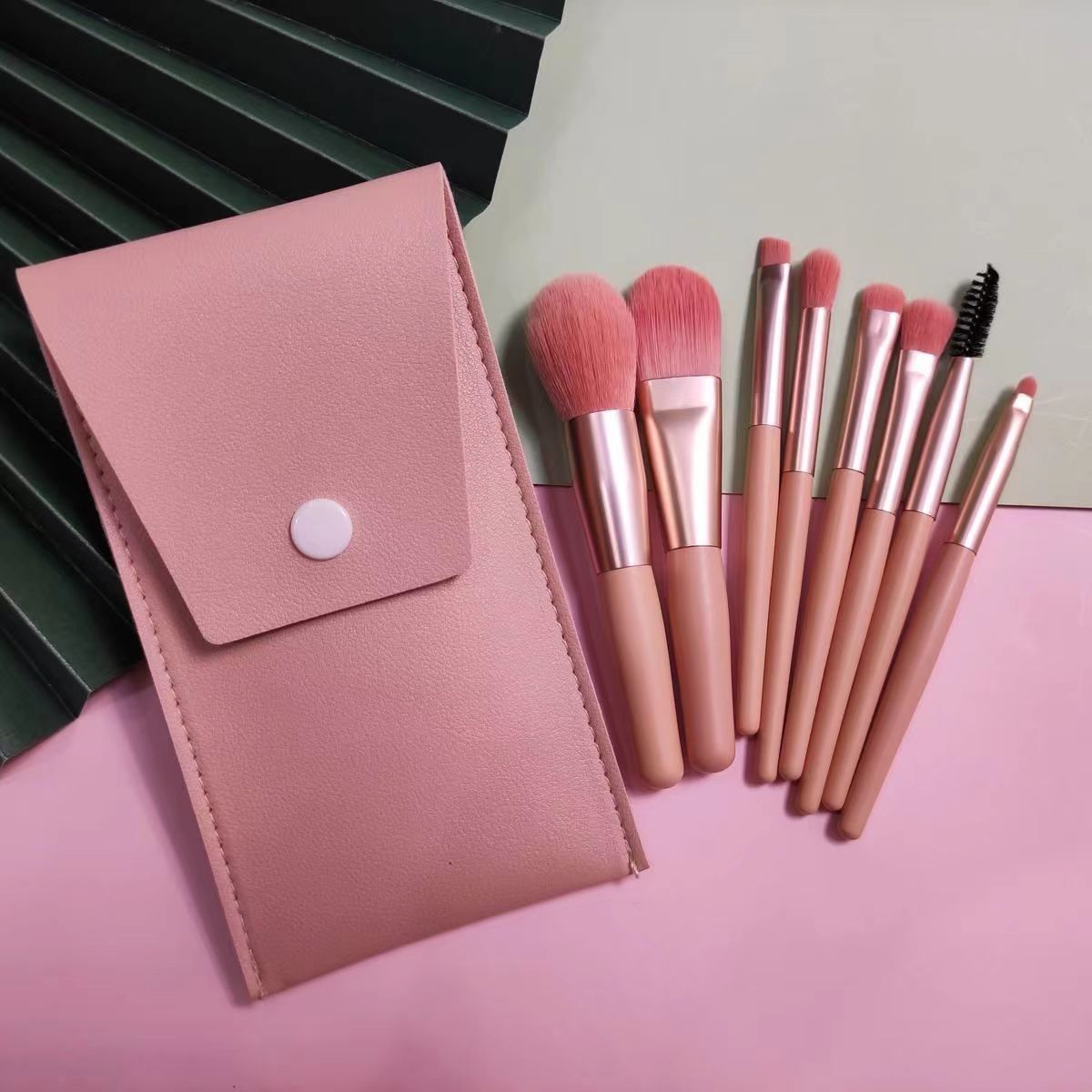 8 Pcs Portable Mini Makeup Brush Set Multi Functional Cosmetic Brushes For Powder Blush Eyebrow Eyeshadow Daily Travel Makeup