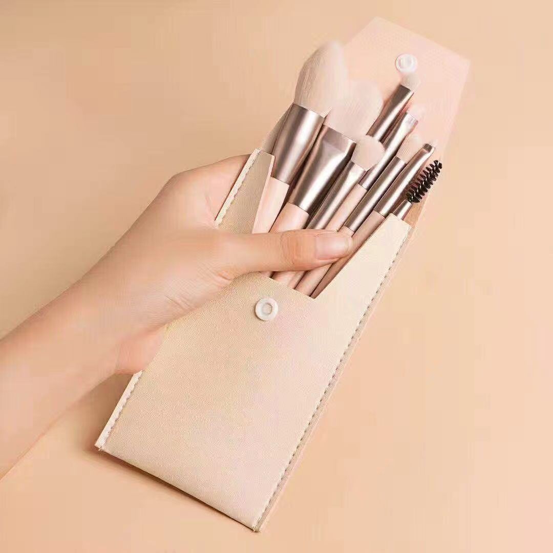 8 Pcs Portable Mini Makeup Brush Set Multi Functional Cosmetic Brushes For Powder Blush Eyebrow Eyeshadow Daily Travel Makeup