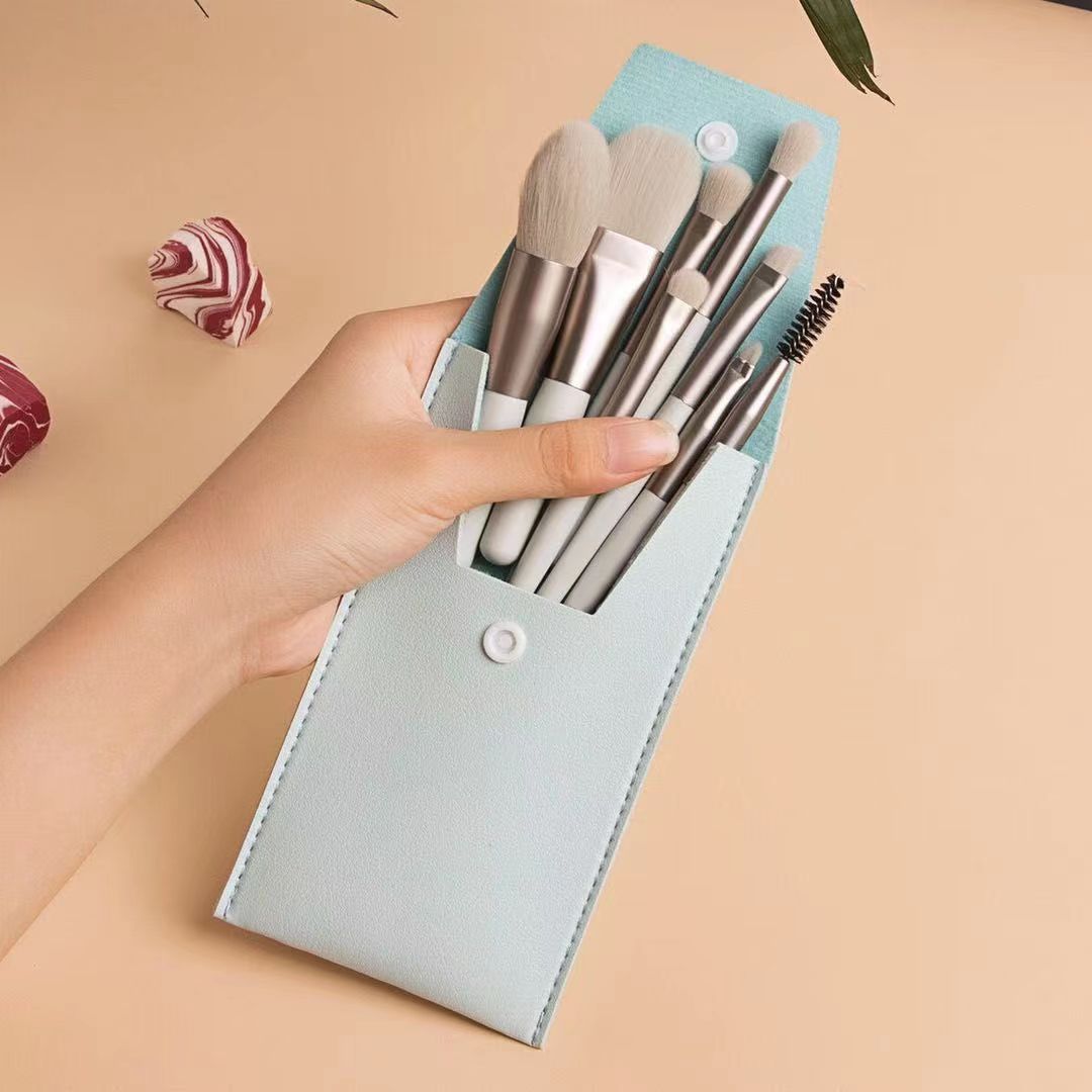 8 Pcs Portable Mini Makeup Brush Set Multi Functional Cosmetic Brushes For Powder Blush Eyebrow Eyeshadow Daily Travel Makeup