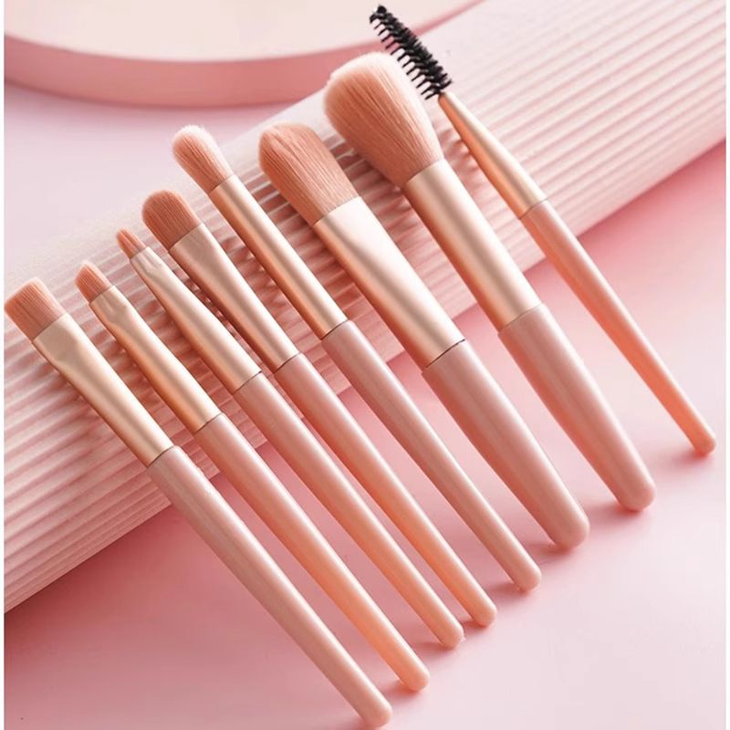 8 Pcs Portable Mini Makeup Brush Set Multi Functional Cosmetic Brushes For Powder Blush Eyebrow Eyeshadow Daily Travel Makeup