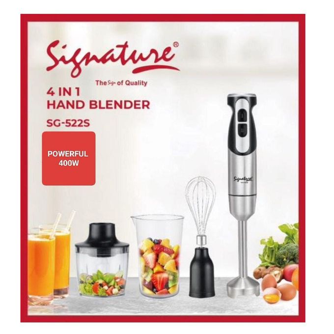Signature Multifunctional 4in1 400W Strong Hand Turbo Mode Immersion Blender With Whisk