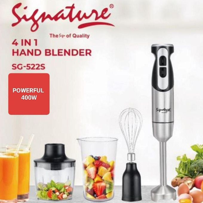 Signature Multifunctional 4in1 400W Strong Hand Turbo Mode Immersion Blender With Whisk