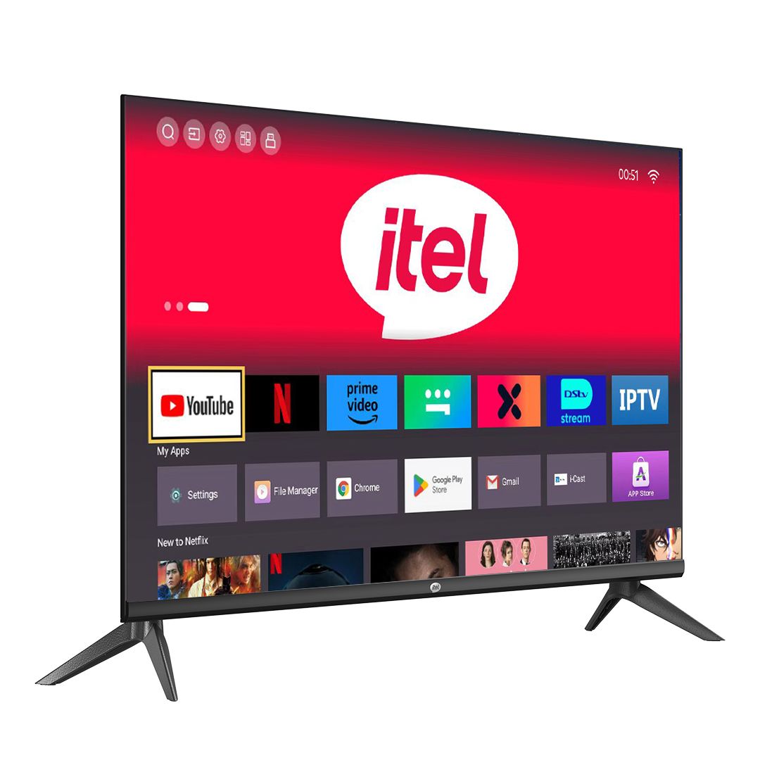 itel TV 43 inches QLED Smart TV, FHD, Frameless, Bluetooth, Android14, Wifi, Digital, Netflix, YouTube, Prime, 43" television (1 year warranty, New Launch price, wall mount free gift)