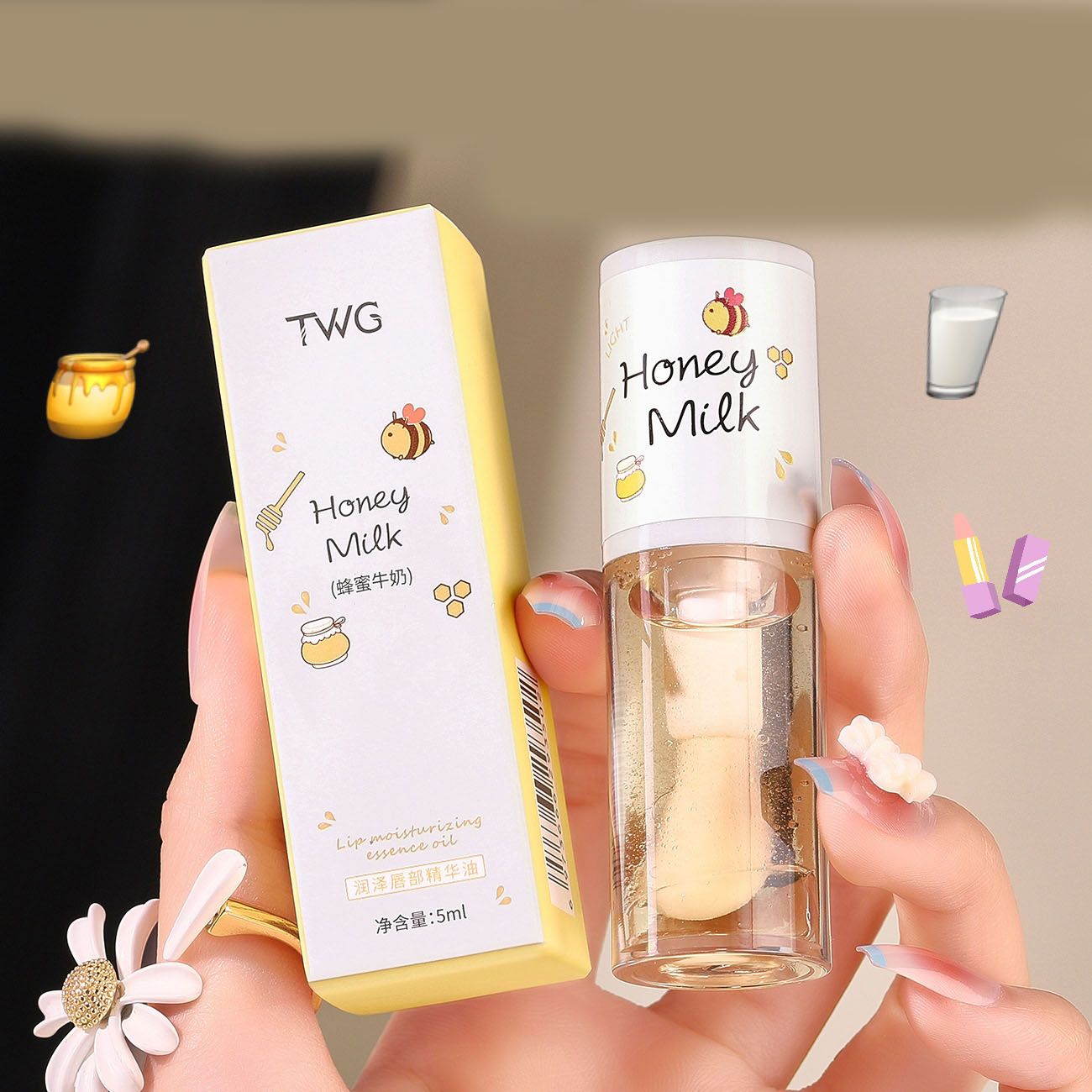 Honey and Milk Plumping Lip Oil, Moisturizing, Hydrating and Smoothing Lip Oils (COMES WITH A LIP BALM)