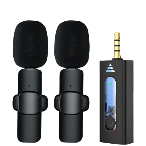 2PCS Professional Dual Bluetooth Wireless 3.5mm Lavalier Lapel Microphone Omnidirectional Condenser Mic for Camera Speaker Smartphone Recording Mic for Youtube