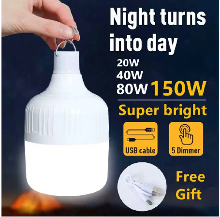 BLACK FRIDAY OFFER!! Chargable reading lights + free charging cableOutdoor USB Rechargeable LED Lamp Bulbs Emergency Light 20W 40W 80W 150W Portable Hook Up Camping Lights Home Decor Night Light