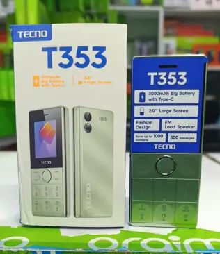 New Arrivals!!! Original TECNO T353 FEATURE PHONE, 2.4" DISPLAY ,3000mAh MASSIVE BATTERY STYLISH DESIGN,SAVE UP TO 1000 CONTACTS AND 500 MESSAGES