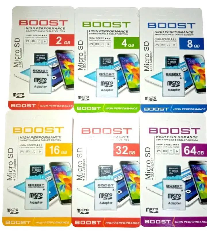 Boost High Performance Memory Card SD Card 8GB 16GB 32GB 64GB 128GB 256GB Options Micro SD Cards with an Adapter for Smartphones & Tablets and all types of gadgets