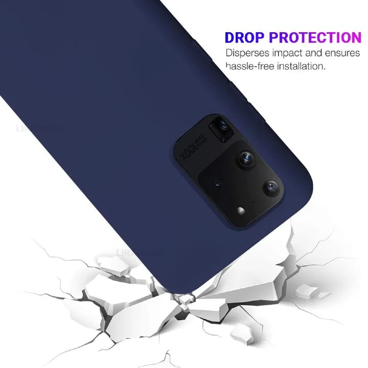 Silicone Case for Samsung Galaxy S20, S20+, S20 Ultra, S20 FE (Choose Correctly for your phone model), s20 Series, Black/Navy Liquid Silicone Phone Cover for Samsung S20, S20 Plus, S20 Ultra, S20 FE