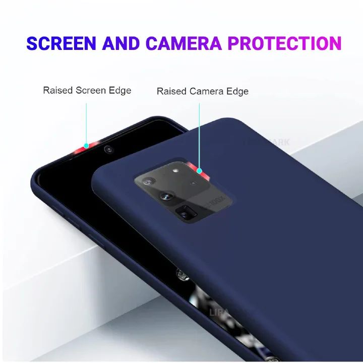 Silicone Case for Samsung Galaxy S20, S20+, S20 Ultra, S20 FE (Choose Correctly for your phone model), s20 Series, Black/Navy Liquid Silicone Phone Cover for Samsung S20, S20 Plus, S20 Ultra, S20 FE