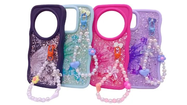Sleek Women's Phone Covers with Phone Charm - Glitter, Matte & Transparent Cases for Samsung A05s, A14, A03 Core, Tecno Pop 8, Pop 9, Pop 19c, Redmi 14c, 15c, 13c, Infinix Spark 30c, 40c