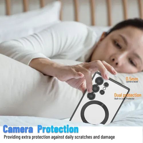 ORIGINAL !!! Luxury Magnetic Phone Case for Samsung Galaxy S22/S23/S24 Ultra 5G – Black & Light Blue, MagSafe Compatible, Wireless Charging, Shockproof Cover