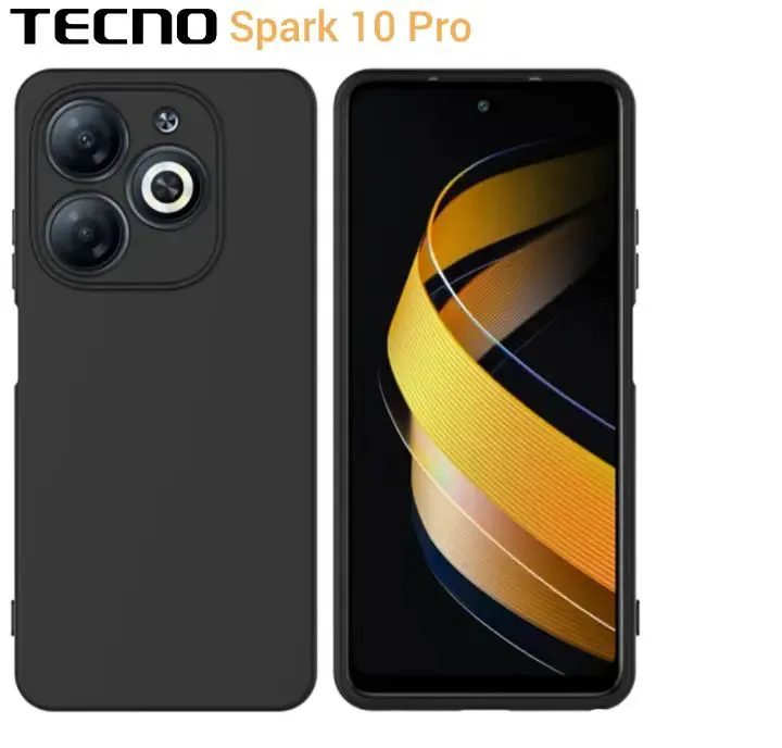 Original!! Tecno spark 10 / Spark 10C , Spark 10 Pro Black soft silicone phone case/cover