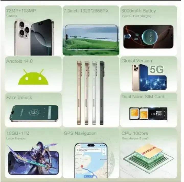 RAMADAN Sale!!! Calus 16 Pro Max 128GB+ROM 8GB, 64GB ROM + 4GB RAM 6.9-inch IPS LCD screen display and 5500mAh battery capacity OCTA-CORE Processor 26MP dual main camera + 13MP Selfie Android Sm