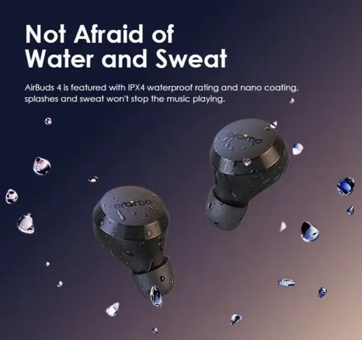 Oraimo AirBuds 4 Powerful Bass IPX7 Waterproof TWS True Wireless Earbuds - Earpho 38-Hr Long Playtimenes Black