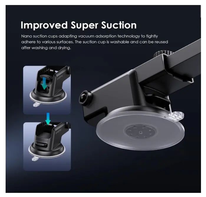 SPECIAL OFFER Oraimo Hydra 3 Stable Safe Universal Car Phone Holder Long Arm,360°Adjustable Magnet Head,Compatible with Phones of Various Sizes with a GIFT of Oraimo Highway 15 15.5W Car Charger