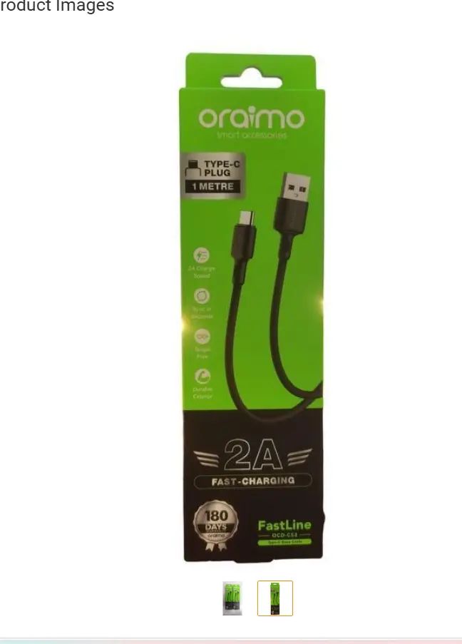 BLACK FRIDAY OFFER!!!     Oraimo Original Fast Charging Type C USB Cable