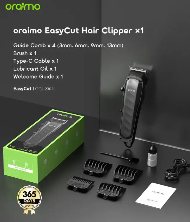 [NEW ARRIVALS] ORIGINAL oraimo EasyCut Super Powerful Adjustable Hair Clipper Shaving Machine
oraimo EasyCut Super Powerful Adjustable Hair Clipper Shaving Machine