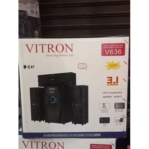 Vitron 3.1CH HIFI X-BASS Multimedia Home Theater System with Remote Control Bluetooth Subwoofer AC/DC Speaker System Home Audio System Woofer BT/USB/SD/FM 10000W V636