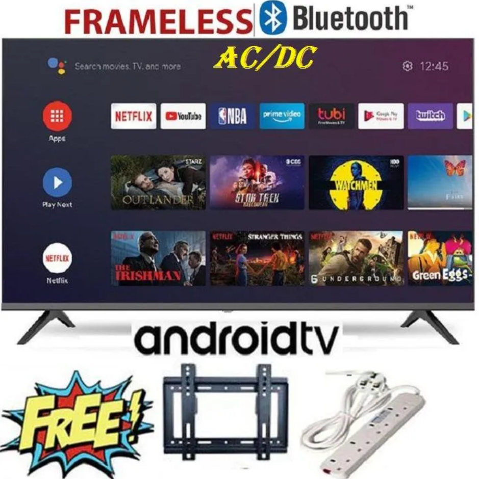 AMTEC 40" inch TV AC/DC TV, Bluetooth Enabled, Full HD ,Smart Android TV,Built-in WIFI connectivity,Inbuilt Decoder 2*HDMI 2*USB Ports WideColor ENHANCER NETFLIX YOUTUBE+ FREE GIFTS