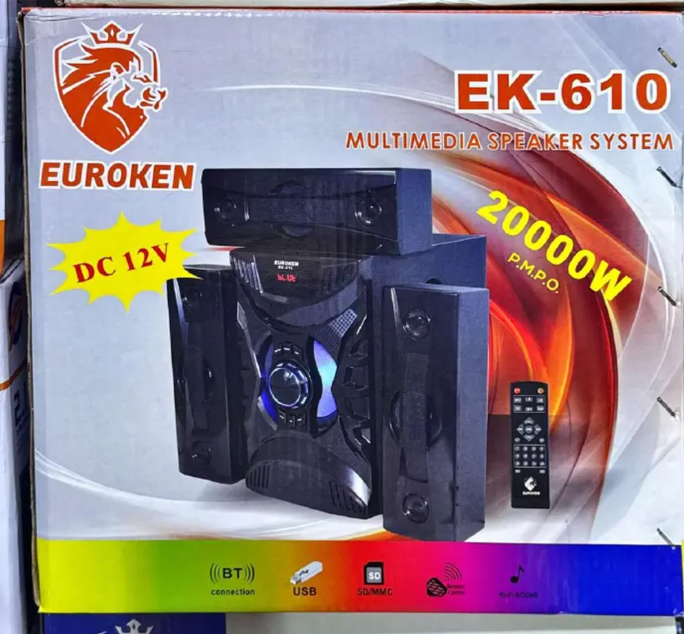EUROKEN EK-610 3.1-CHANNEL WOOFER SYSTEM — 20,000 W PMPO, MULTI-INPUT, COMPACT DESIGN