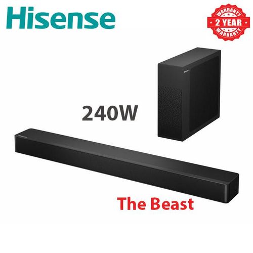 Hisense HS2100 2.1 Soundbar Home Theatre System with Wireless Subwoofer, 240W, Dolby Audio