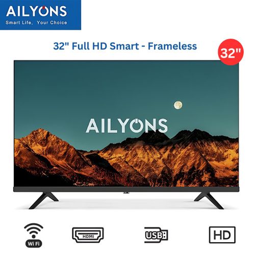 Ailyons 32" inch Frameless Smart Android 11 TV Full HD Netflix TV YouTube Energy Saving LST3208W Wide Visual Angle Television Television A+ Panel, HDMI USB Ports +GUARD+EXTENSION+BRACKET