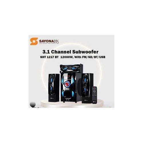 Sayona SHT-1217BT 3.1CH Subwoofer Speaker System with Bluetooth USB FM radio and remote control 12000W P.M.P.O with super bass surround woofer