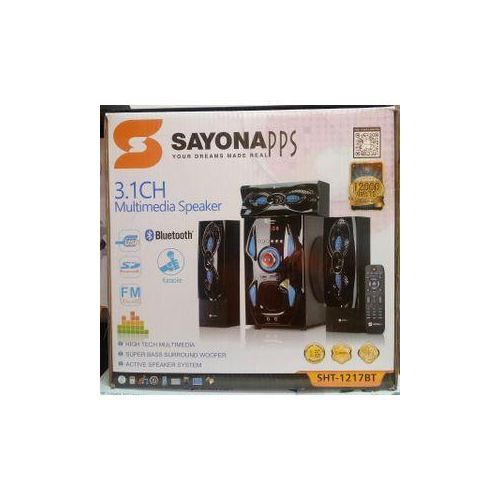 Sayona SHT-1217BT 3.1CH Subwoofer Speaker System with Bluetooth USB FM radio and remote control 12000W P.M.P.O with super bass surround woofer