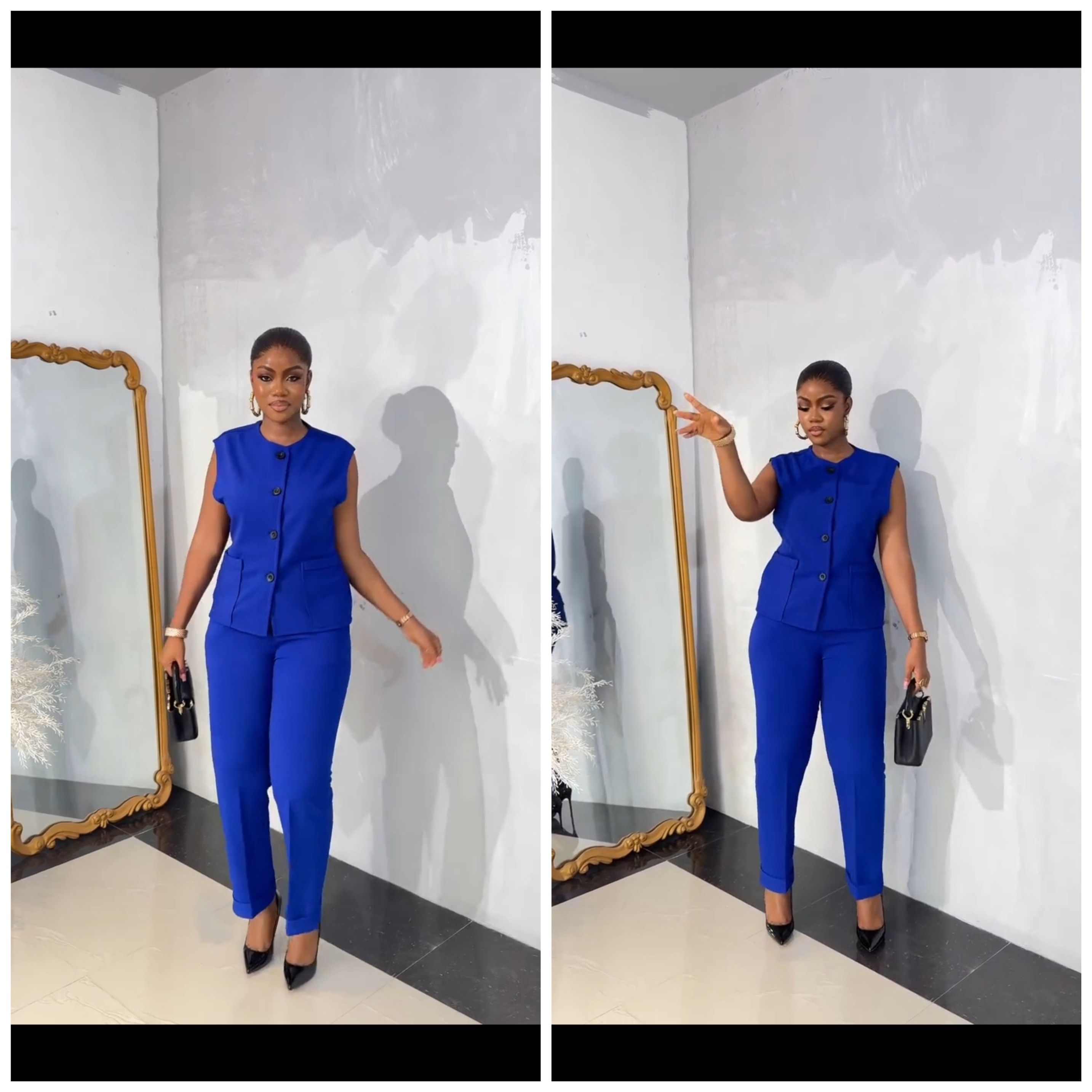 Stylish, Elegant Ladies' 2 Piece (Matching) Top and Pants - Royal Blue